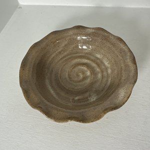 Japanese Ceramic Small Plate Mamezara Vtg Round Kozara Brown Yakimono Signed